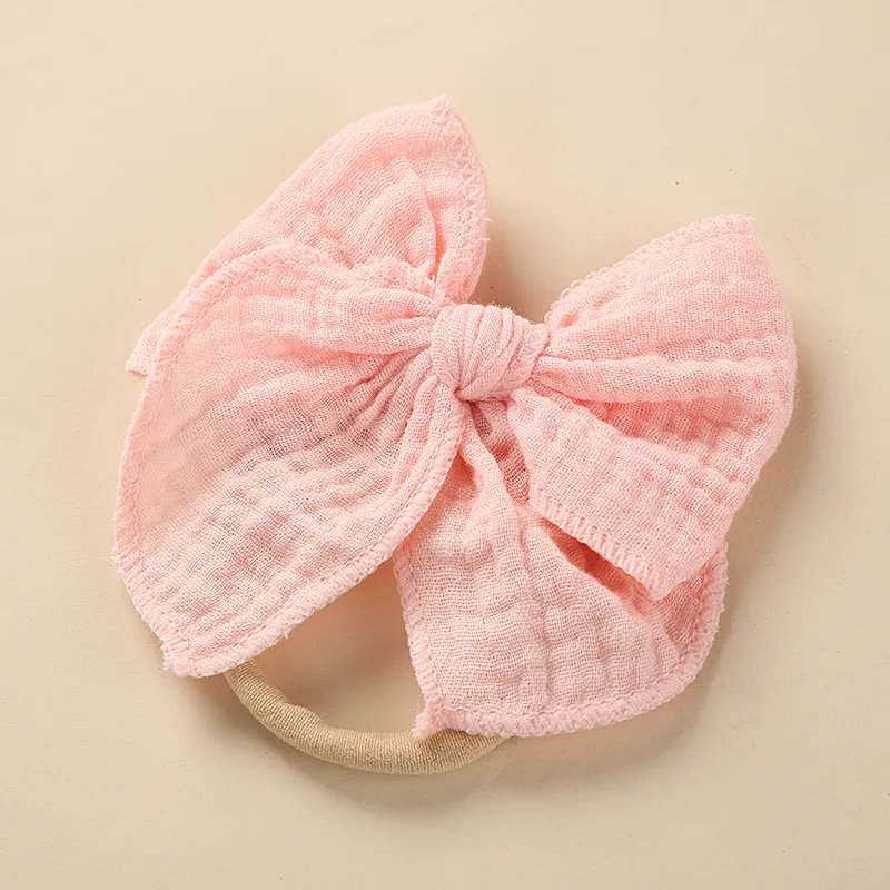 4.2 "morbida mussola di cotone fiocco in nylon fascia bambino favola fiocco fermaglio per capelli ragazze fiocco in nylon fascia per bambini forcina barrette alla rinfusa