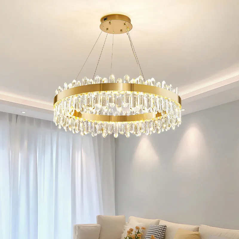 Kryształowe żyrandole LED lampa wisiorek do salonu jadalnia sypialnia dom złota moda nowoczesna dekoracja wiszące żyrandol oprawa oświetlenia