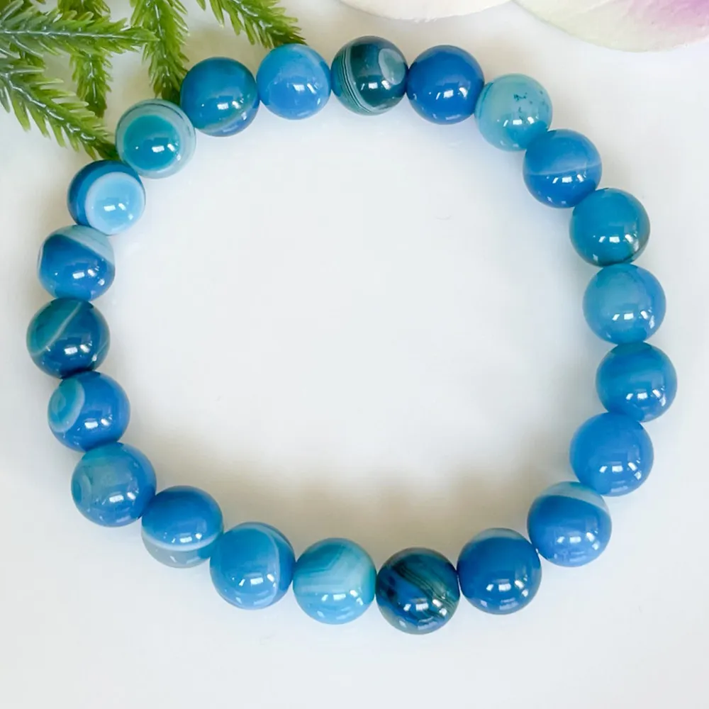 Blue sugar quartz beaded bracelet, tender rose gold bracelet for girl with  hematite – Crystal boutique