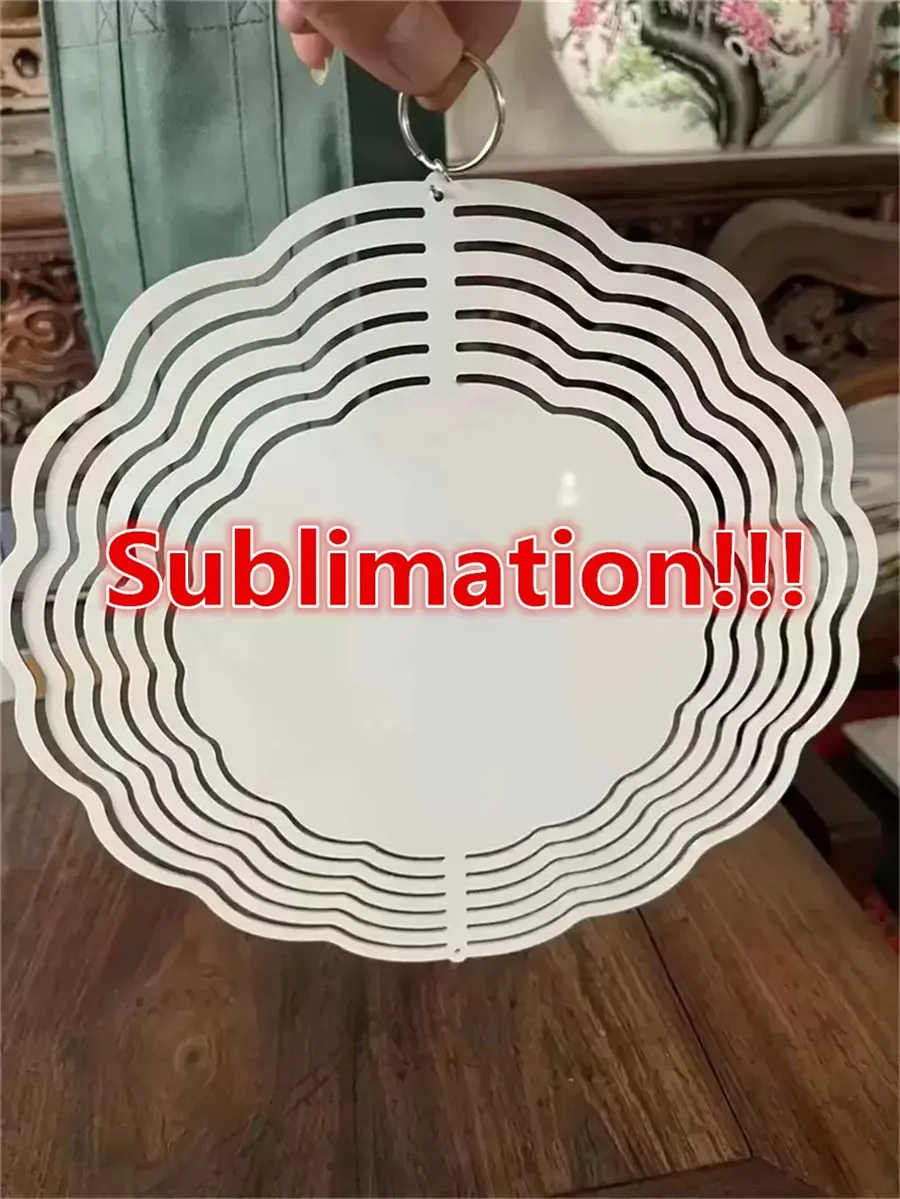 Blank Sublimation Wind Spinner Decorations Metal Painting Ornament Double Sides Sublimated Blanks DIY Christmas Party Gifts Halloween 10inches