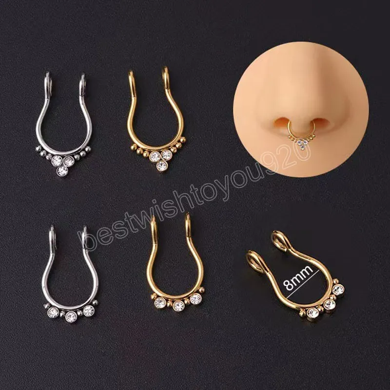 Aço cirúrgico Falso Septum Piercing Nariz Anéis Sexy Corpo Jóias Para Homens de Menina Não Perfurado