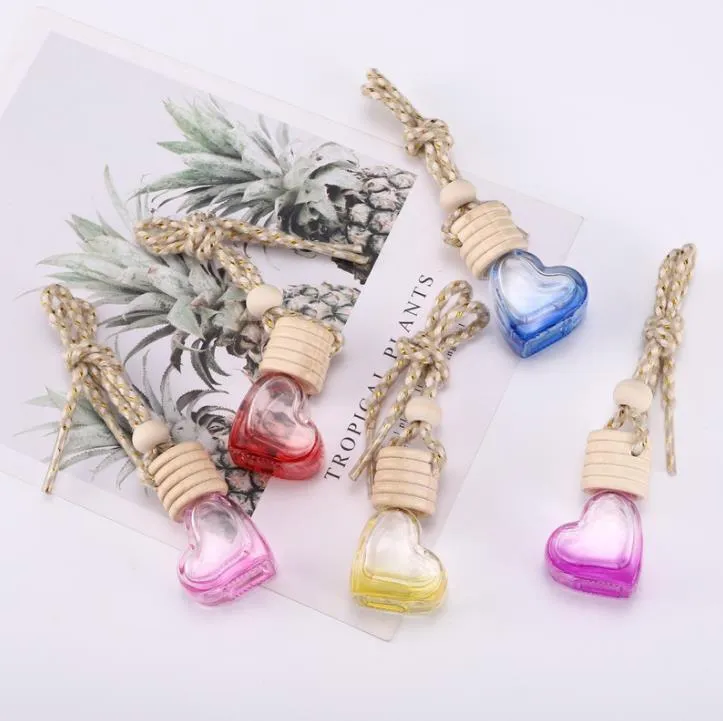 Heart Perfume Bottle 5ML Empty Hanging Car Perfume-Bottle Cars Air Freshener Love Perfume-Pendant Bottles For Smell  Oil SN6410