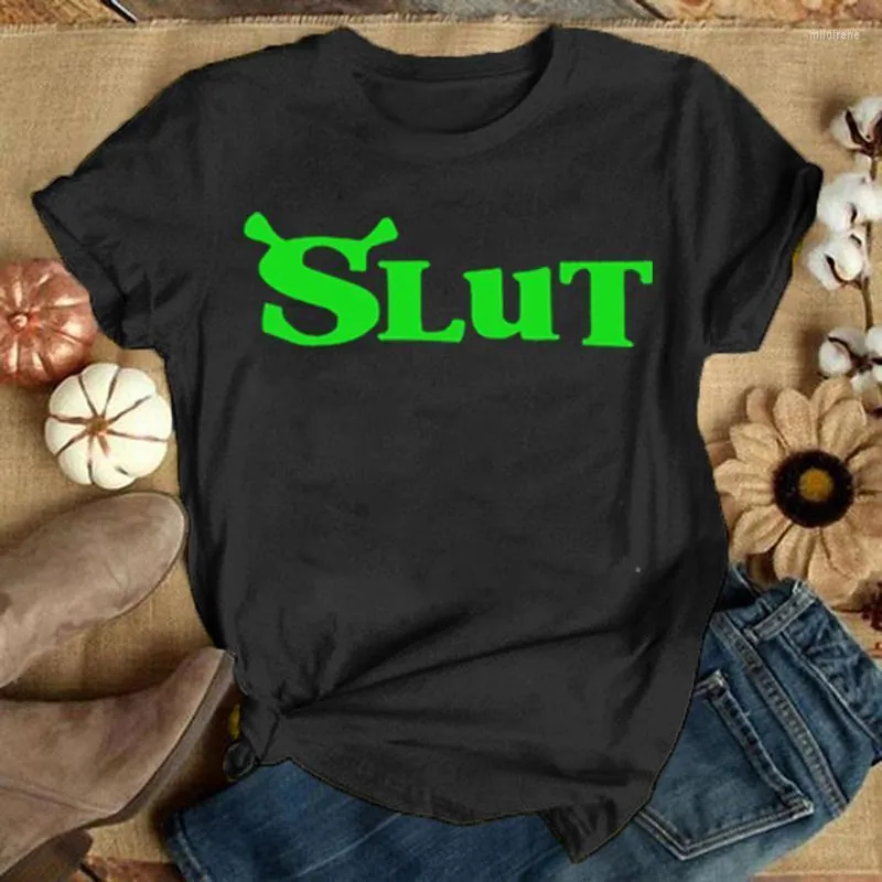 Erkek Tişörtler Shrek Slut Tshirt Komik Kadın Kısa Kollu Sevgili Yaz Mektubu Baskı T Shirt Kadınlar Harajuku Gündelik Sokak Çarışları Mild22