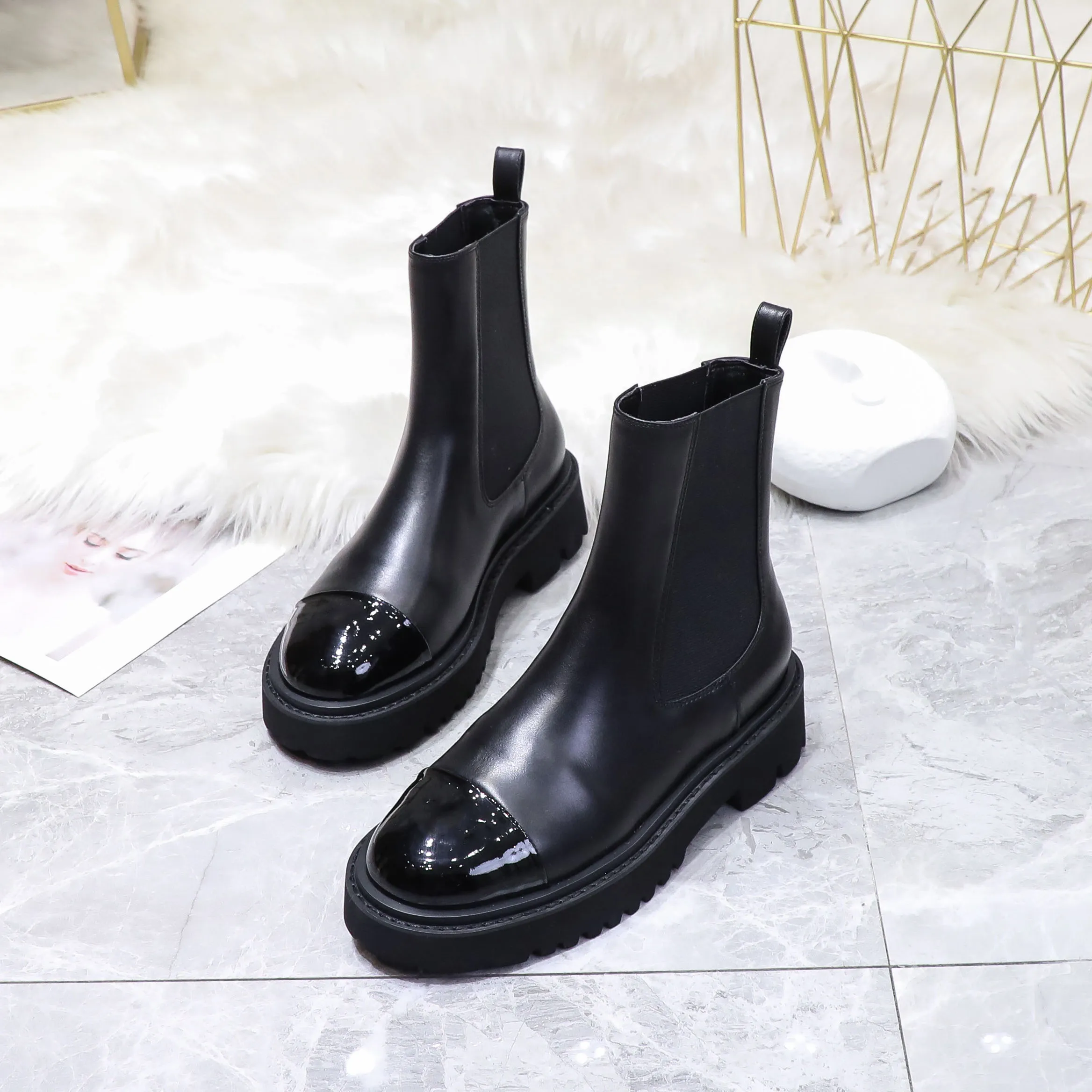 Designer Luxury Leather Ankle Boots Women's Classic Fashion Calfskin ...