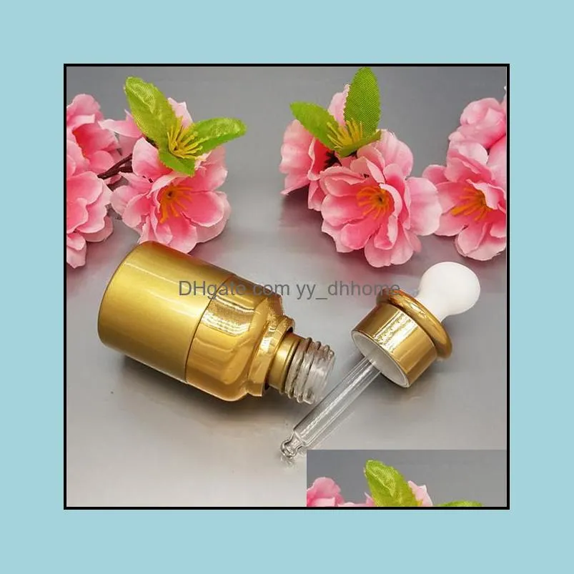 glass 20ml gold essential oil bottle dropper pot women cosmetic container sn3214