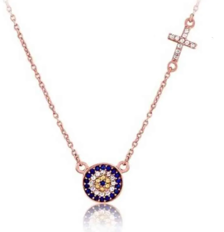 مخصص 925 Sterling Sier CZ Evileye Cross Necklace للنساء