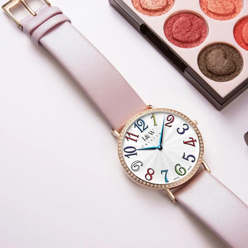 스위스에서 만든 손목 시계 여성 패션 시계 여자 시계 방수 사파이어 카니발 럭셔리 릴로고 페미 노우리스트 워치 wri
