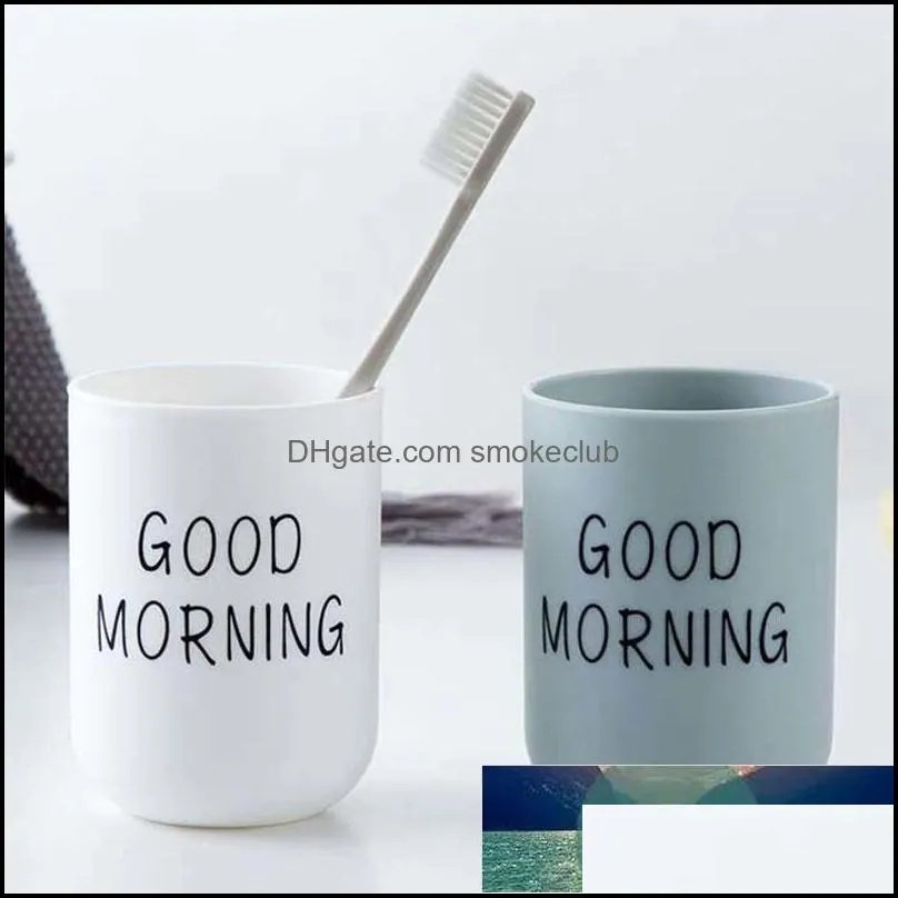 New Nordic Travel Portable Washing Couple Cup Bathroom Plastic Toothbrush Holder Good Morning Storage Organizer Cup Tools