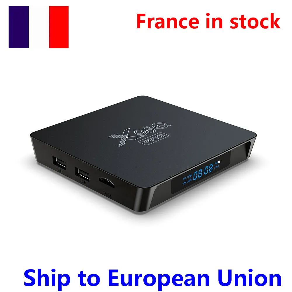 Fransa stok Android 10.0 TV BOX X96Q PRO H313 100 M LAN 1 GB/8 GB 2 GB/16 GB 2.4G WIFI akıllı medya oynatıcı var