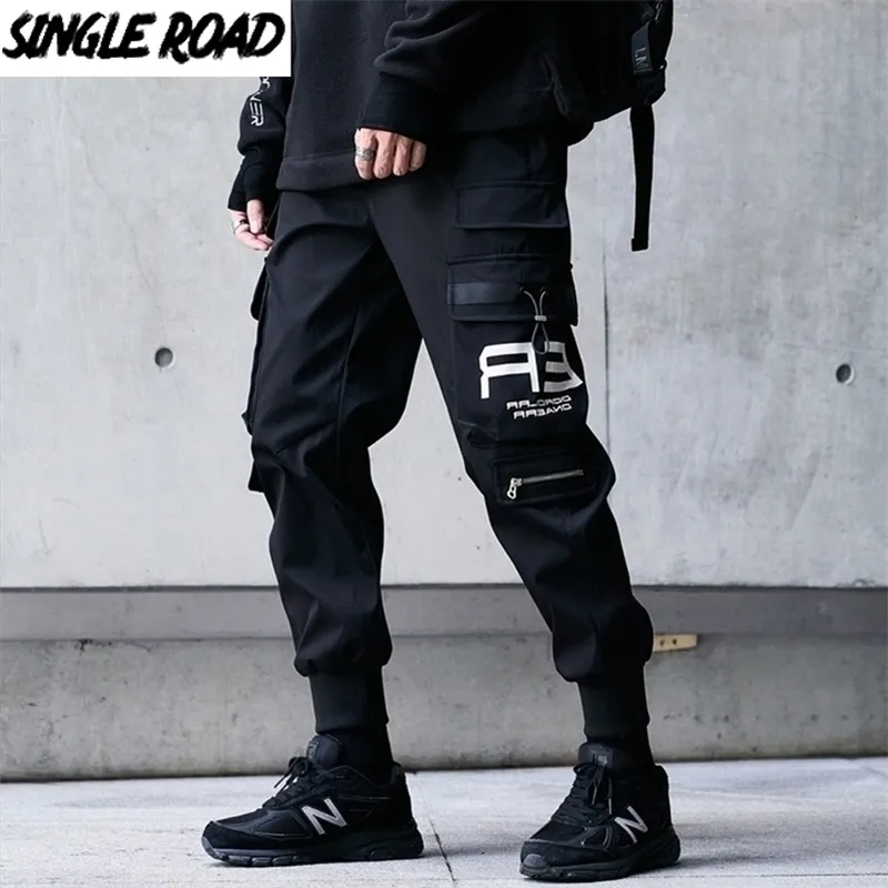 Singleroad Mens Cargo Pants Men Mode zijzakken Joggers Hip Hop Harajuku Japanse streetwear broek Black Pants Men 201109