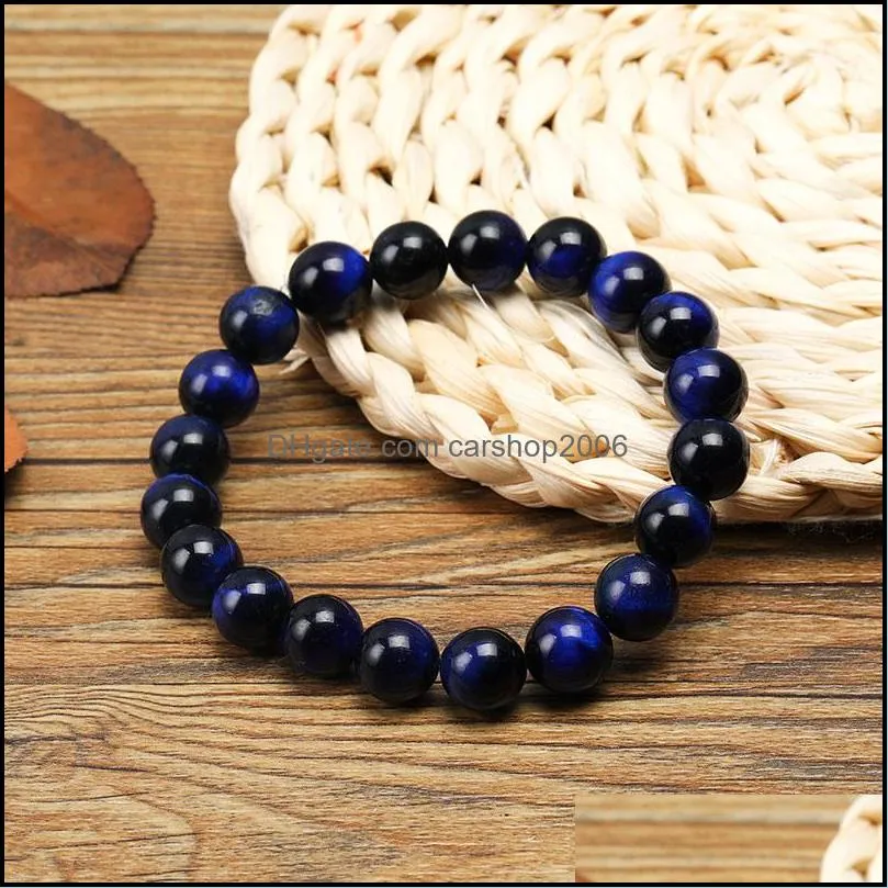 Blue Tiger Eye Buddha Bracelet Natural Stone Round Beads Elasticity Rope Buddha Bracelets For Men Women High Quality 6mm 8mm 10mm Bead