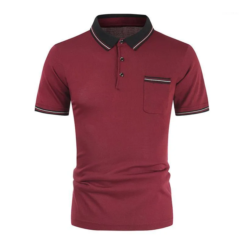 Polo da uomo Fit Patchwork Camicie Estate Slim Manica corta T-shirt Top Camicetta con tasca Uomo Homme Risvolto Maschile Top 2022