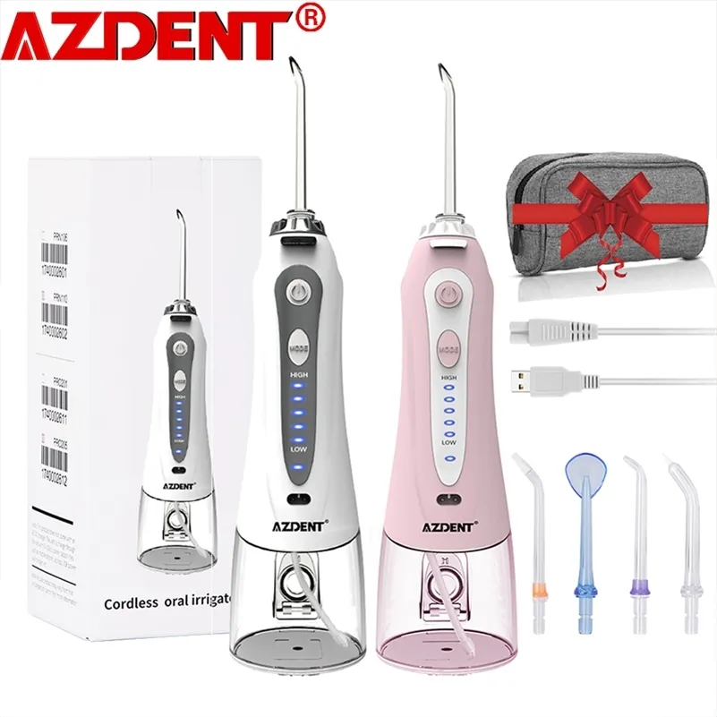 AZDENT HF-9 AZDENT経口灌漑携帯用USB充電式ポータブルウォーター歯科用フロッサー灌漑歯240ml 5ヒント220607