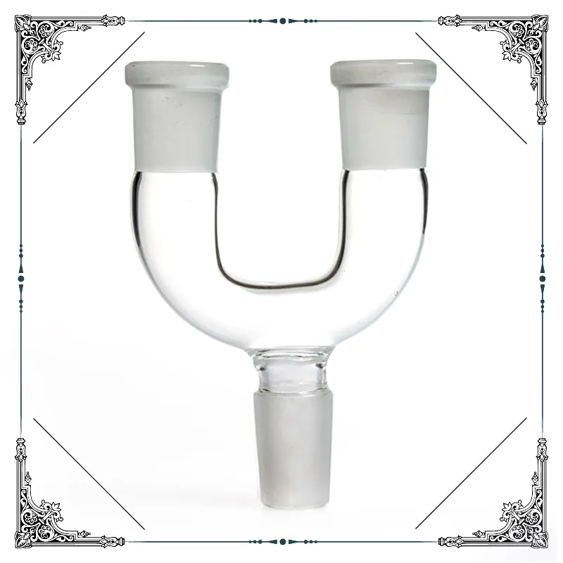 Glas-Drop-Down-Dropdown-Adapter, Doppelkopf-Adapter, 14,4 mm, 18,8 mm, männlich auf weiblich, für Wasserbongs und Pfeifen aus Glas