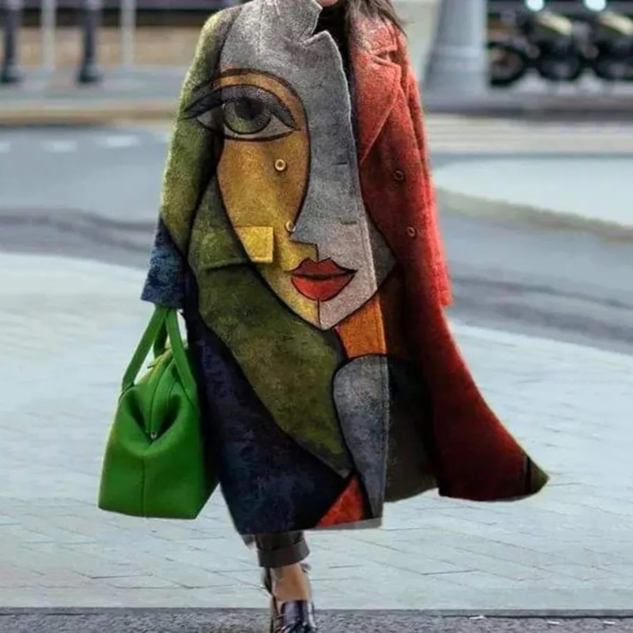 Floral Print Pocket Jacket Elegant Autumn Street Lady Long