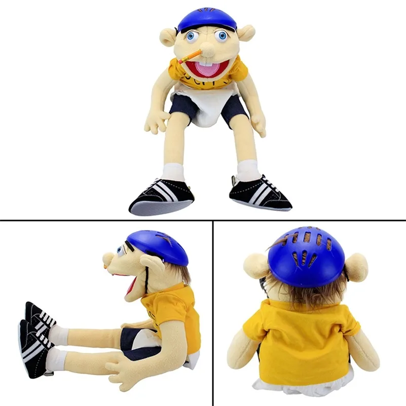 60 cm Jeffy Handpop Pluche Pop Knuffel Figuur Voor Speelhuis Kinderen Educatief Cadeau Baby Kinderen Fans verjaardag Kerst 220808