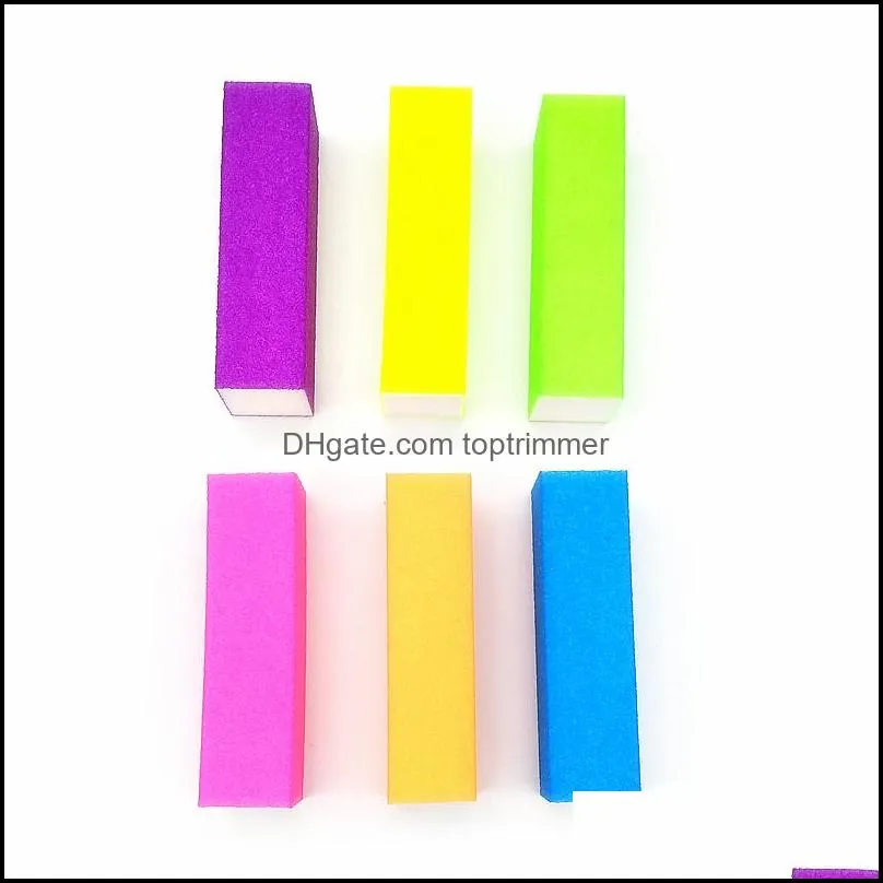 10pcs 7 Colors Sponge Nail File Buffer Block For UV Gel Polish Manicure Pedicure 4 Side Sanding Nail Art Tools White Files