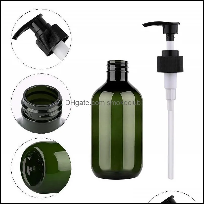 Empty PET Plastic Pump Bottles 16.7oz/500ml Refillable Container Boston Bottle for Essential Oils, Cleaning Products, or Aromatherapy