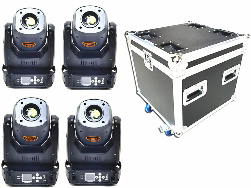 4 pz LED 150 W Testa mobile e flightcase Gobo Light con roto gobo 5 Face roto prisma DMX Controller LED spot Luce a testa mobile Disco dj Luce da palco