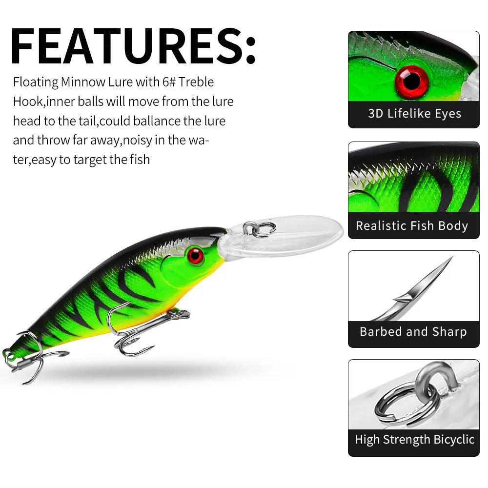 5PCS Hard Fishing Bait 3D Artificial Fishing Lure VIB Swimbait Freshwater Saltwater Sinking Bait With Triple