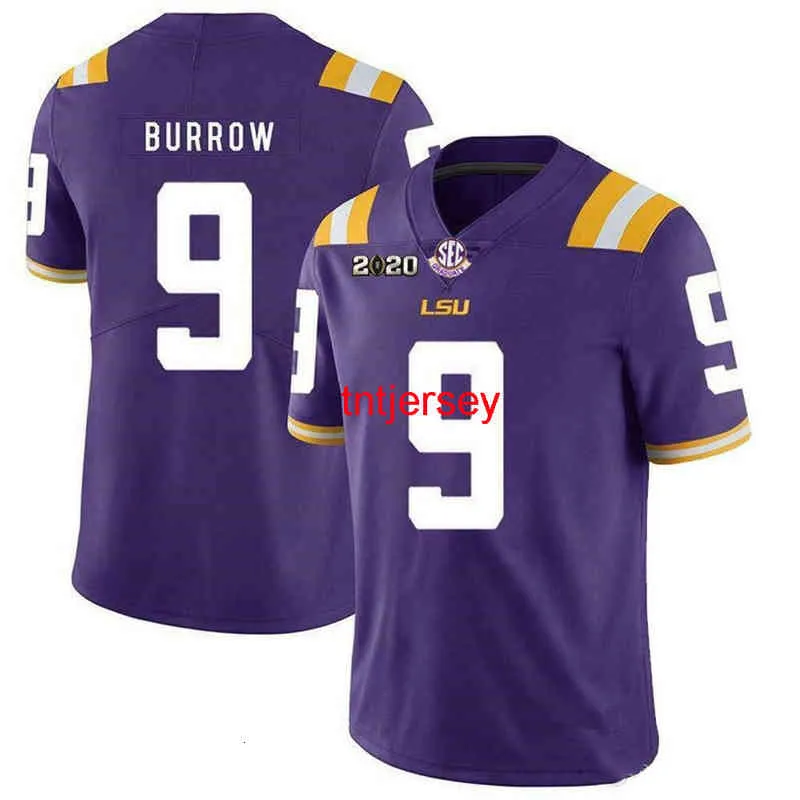 Cusm Burreaux #9 Joe Burrow Jerseypurple Patch Hoge kwaliteit Mannen Vrouwen Jeugd Voeg een willekeurige naam toe Nummer Xs-5xl