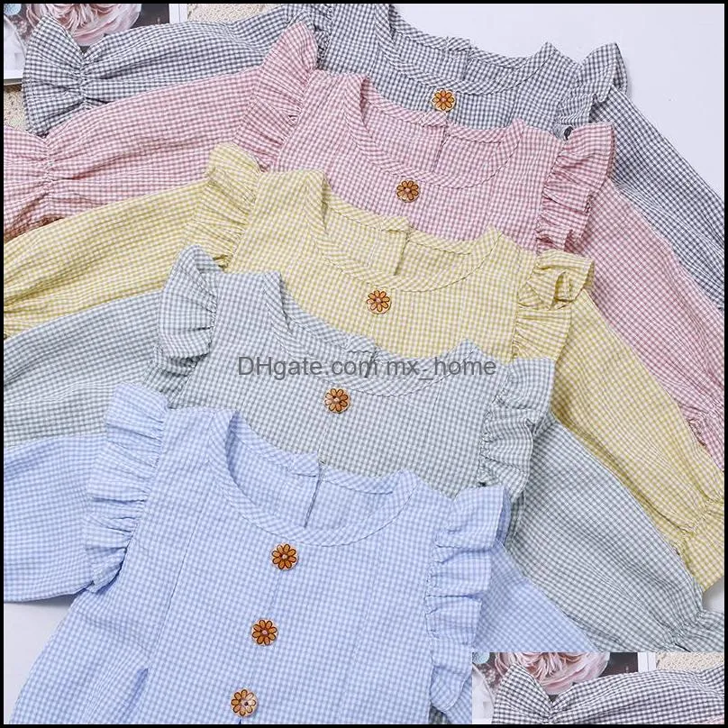 kids rompers girls boys plaid ruffle flying sleeve romper infant toddler lattice jumpsuits summer fashion baby clothes z6249