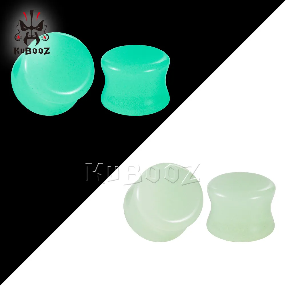 Kubooz Luminous Stone Ear Plugs and Tunnels Piercing Earring Mätare Expanders Bårar Kroppsmycken Partihandel 6mm till 16mm 48 st