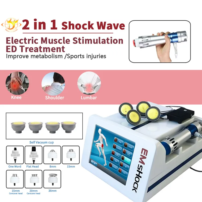 Bantmaskin 2 i 1 EMS elektronisk muskelstimulator chockvåg fysioterapi cellulitreduktion utrustning