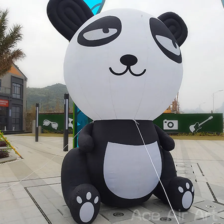 Environnemental Oxford 3m de haut gonflable grande tête panda mignon panda modèle dessin animé animal pour l'exposition de fête d'événement en plein air faite par Ace Air Art