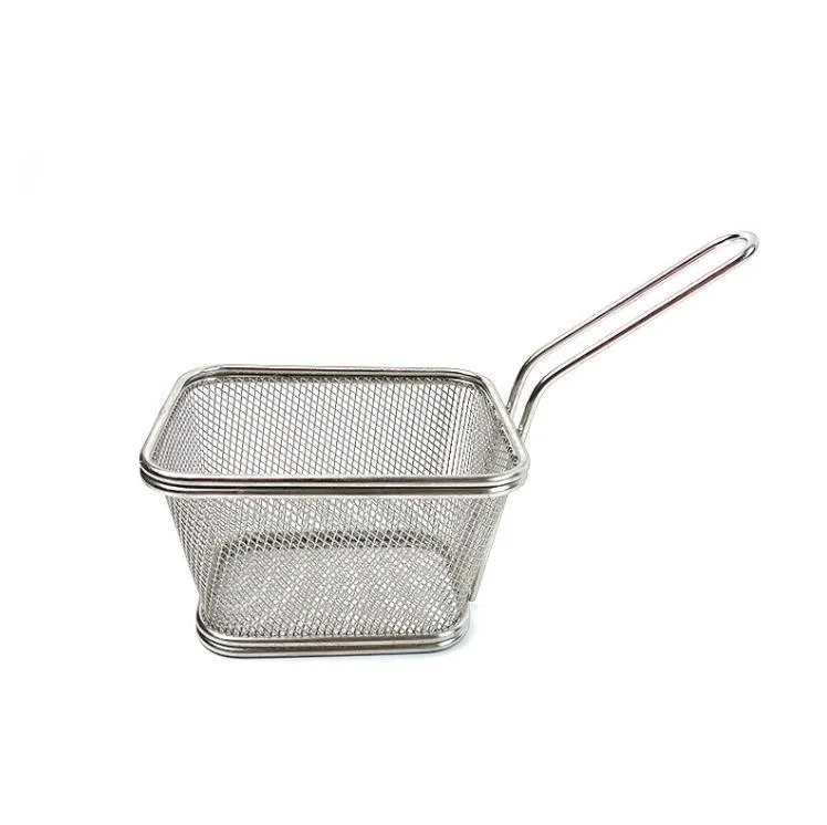 Baking Pastry Tools Mini Stainless Steel Fryer Serving Food Presentation Basket Kitchen French Fries Chips Frying Baskets SN4949