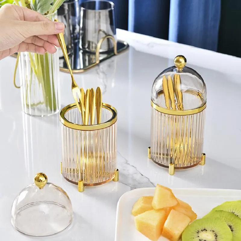 Ensembles de vaisselle Nordic Light Luxe Ménage En Acier Inoxydable Fourchette À Fruits Ensemble Creative Mignon Signe Doré Cuillère Réservoir De StockageVaisselle