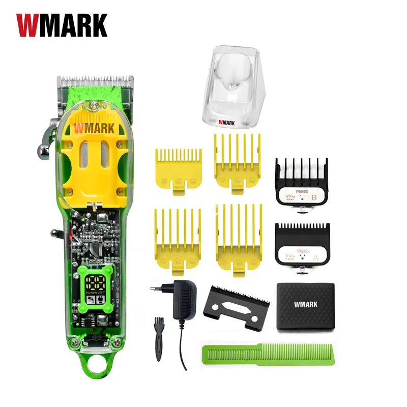 WMARK NG 408 color verde estilo transparente profesional recargable Clipper cable inalámbrico recortadora de pelo con hoja de desvanecimiento 220623