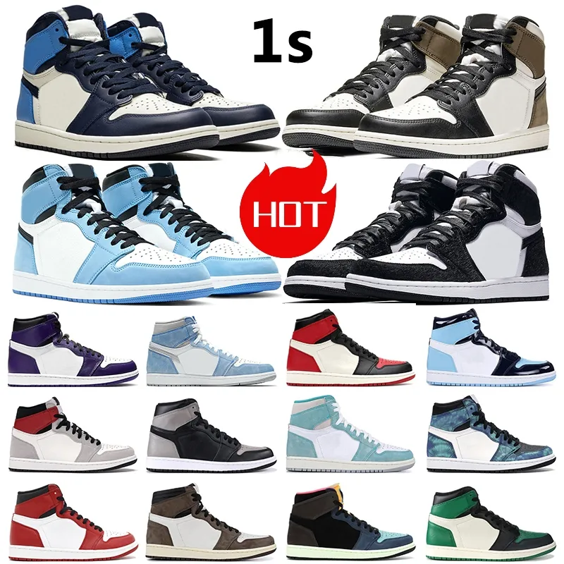 Mid 1 Basketball Chaussures Hommes 1S Bordeaux University Blue Hyper Royal Dark Moka Bred Shadow Unc Twist Seafoam Hommes Femmes Baskets Baskets