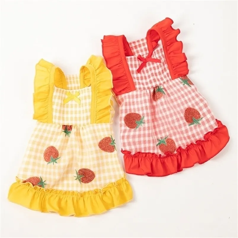 Cute Strawberry Summer Dog Dress XS Puppy Skirt Cat Chihuahua Yorkshire Yorkie Clothing Small Costume Pet Dresses Apparel LJ200923