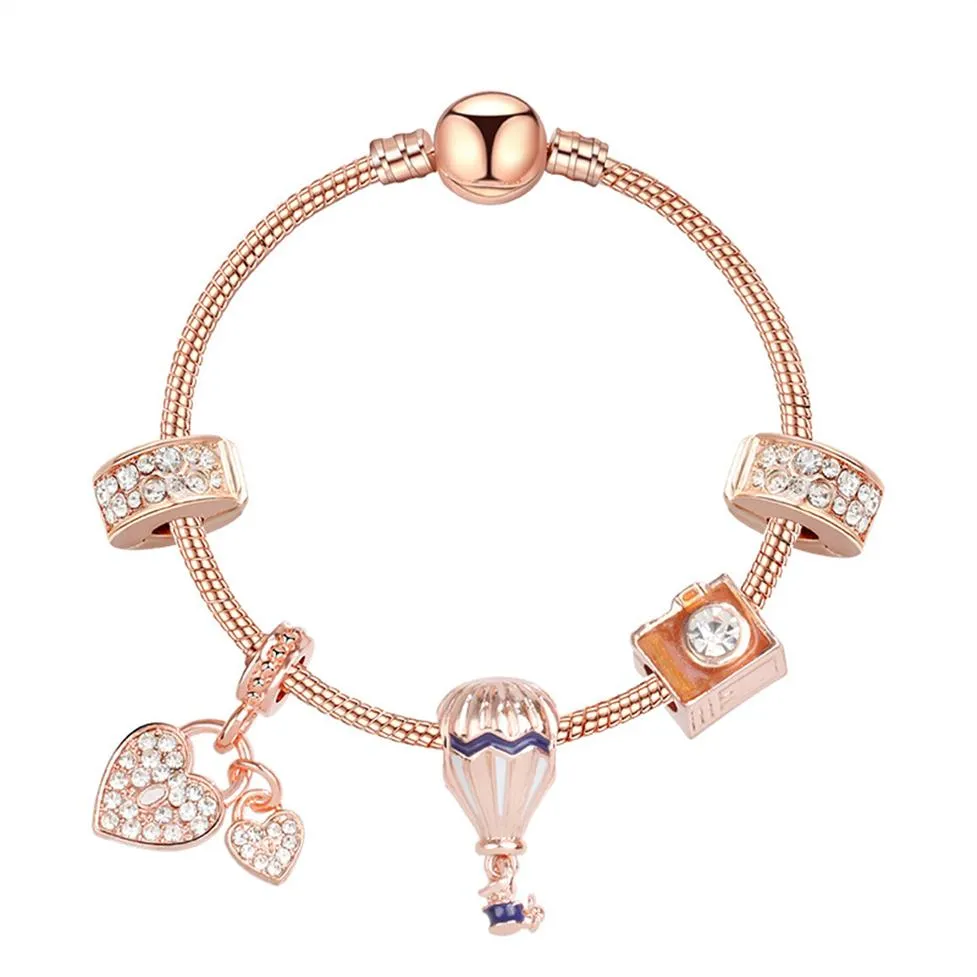 2020 new style charm bracelet women fashion beads bracelet bangle plated rose gold diy pendants bracelets jewelry girls wedding228y