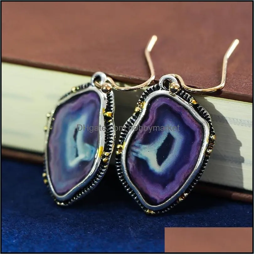 Dangle & Chandelier Vintage Shaped Purple Rhinestone Earrings Novel Irregular Design Handmade Small Statement Earring Pendientes Mujer