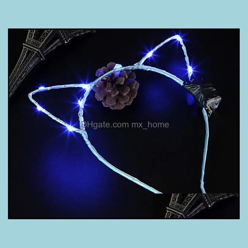 led cat ear headband light up party glowing headdress supplies girl flashing hair band for cosplay xmas gifts sn4392