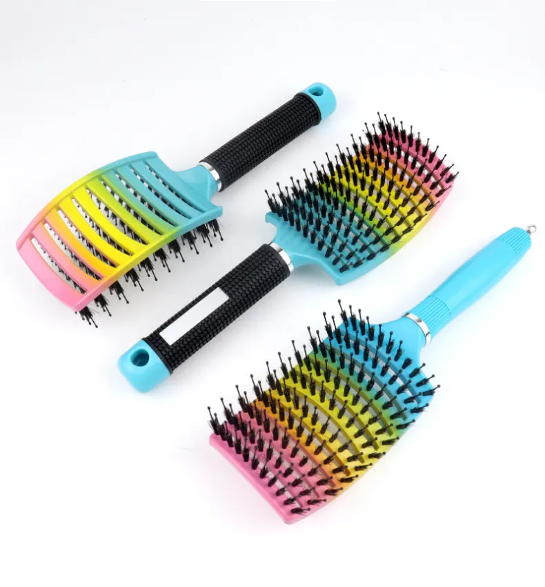 Brosse démêlante colorée pour cheveux bouclés et cheveux raides, brosse à cheveux adaptée aux enfants, poils doux