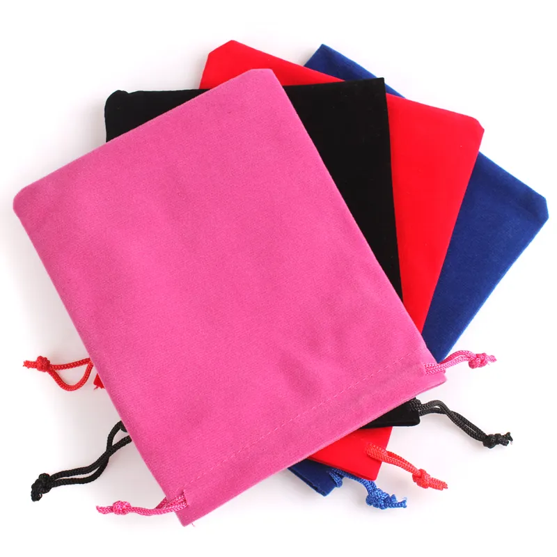 100 Pcs Noir Velours Velours Sac Emballage Cadeau Sacs Bijoux Pochettes 11 X 15 cm (Marron/Bleu/Bourgogne)