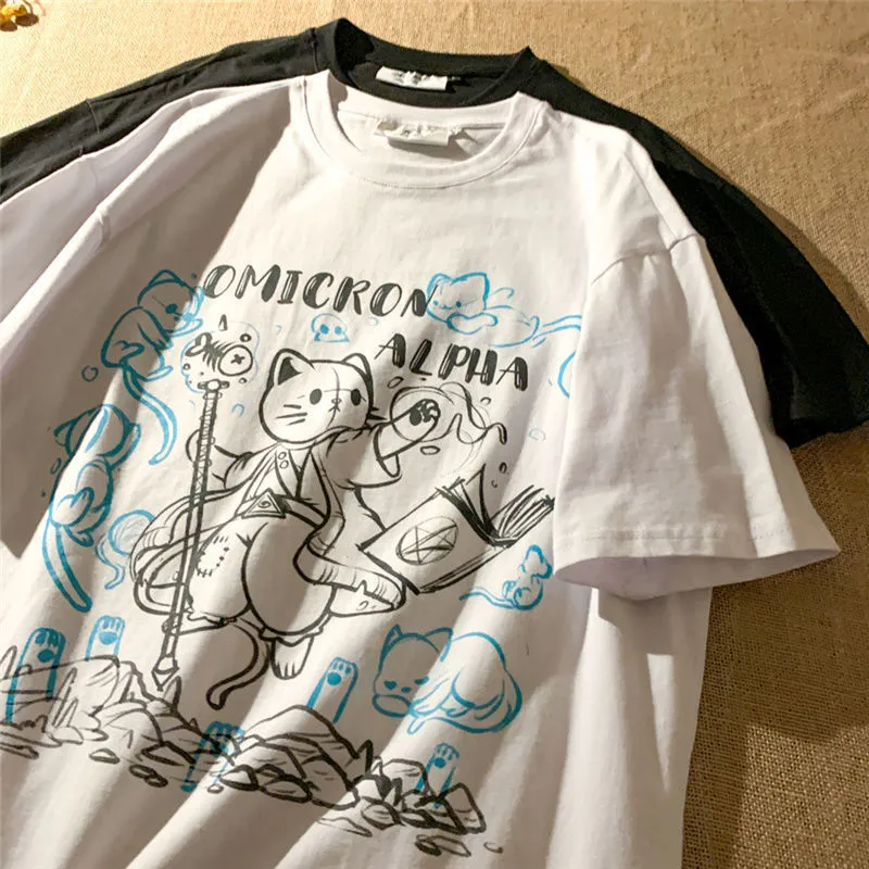 Harajuku YF Neko Mancer Women s Y2K T Shirt Unisex fashion Cute Aesthetic Grunge Black Tee Satantic Clothing Witch Shirt 220602