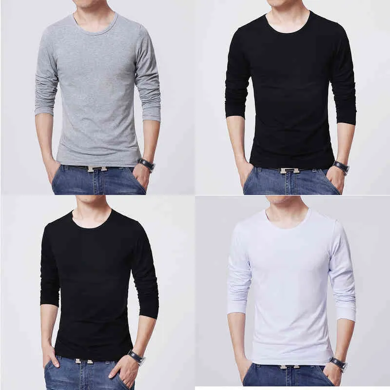 2022 MRMT Brand New Men's T-Shirts Long Sleeve Slim Men T-Shirt Young Man Pure Color Tops Tees Shirt O-Neck For Male Boys Tshirt Y220606