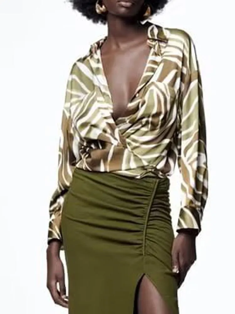 Женские блузкие рубашки Kumsvag 2022 Summer Women Women Tops Fashion Leopard Print Prack Унидительный воротниц.