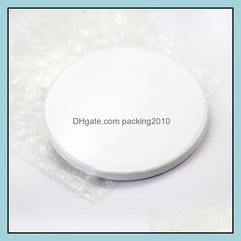 Sublimation Ceramic Coaster Round Square mat for tumblers 9cm 9.5cm Blank White sublimated coasters DIY Thermal transfer Cup-mat Kitchen office table