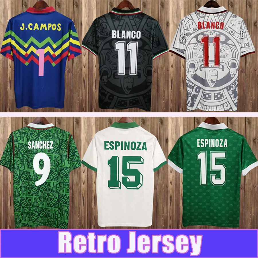 1999 Mexiko Mens Soccer Jerseys Blanco Hernandez 1994 H. Sanchez 1998 Blanco Home Away 3rd Football Shirts Kort ärmuniformer