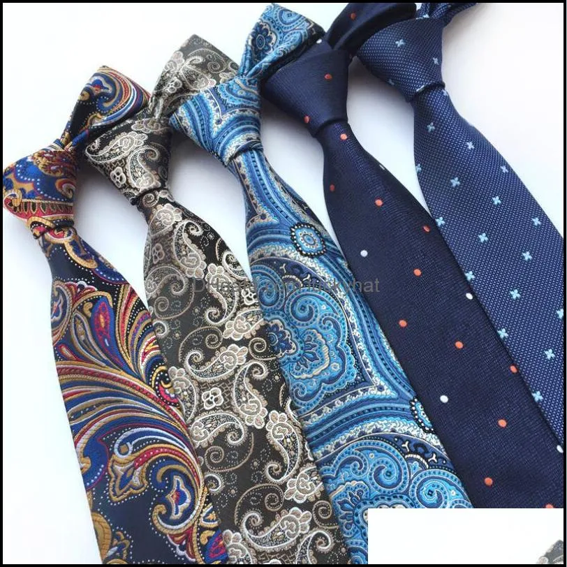 8cm ties for men polyester jacquard weave wedding dress necktie fashion plaid cravate business slim shirt accessories
