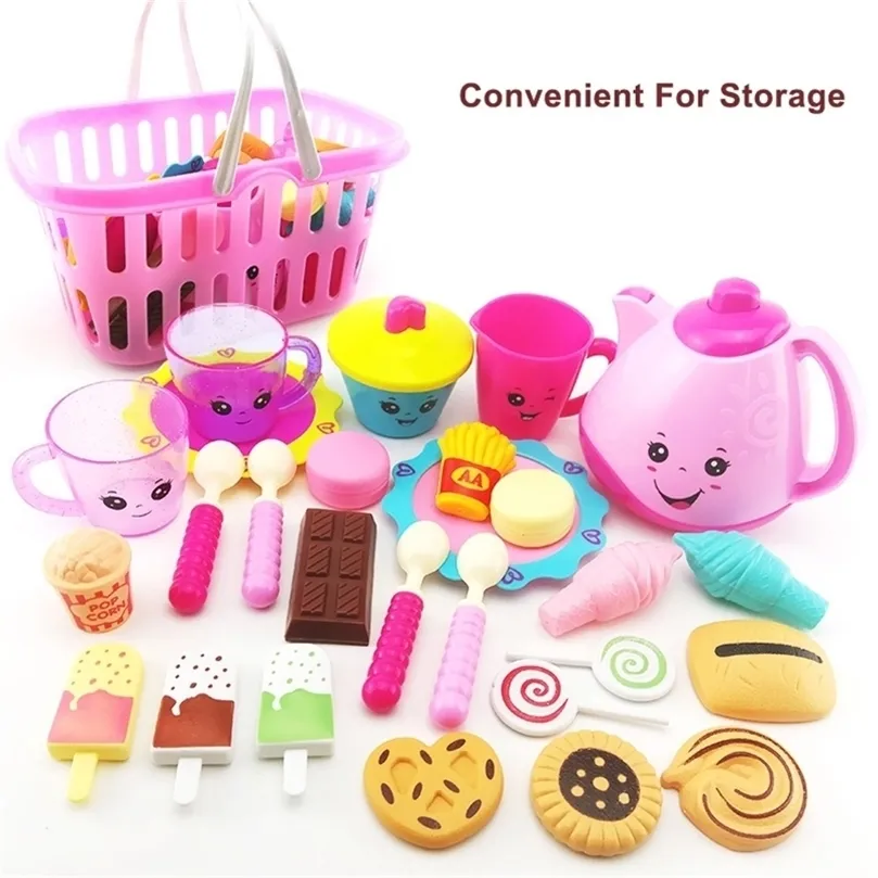 Dessert giocattoli per la ragazza 3 anni stoviglie Pretend Play House plastica teiera cucina mini set da tè per bambini cucina ragazzo regalo 4 6 anni LJ201211