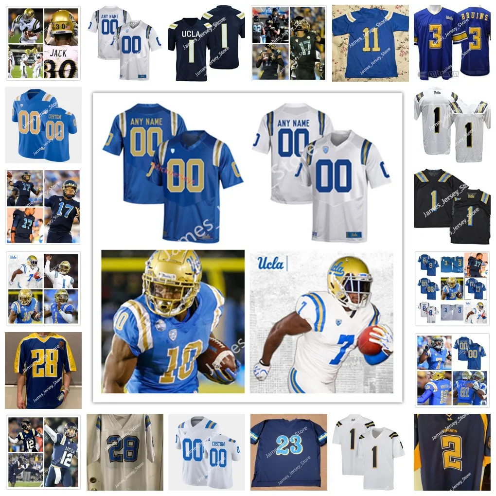 NCAA Custom UCLA Bruins Cousue de football Jersey 21 Jonjon Vaughns 19 Kazmeir Allen 1 Dorian Thompson-Robinson 11 Chase Griffin 24 Zach Charbonnet Ale Kaho Sean Rhyan