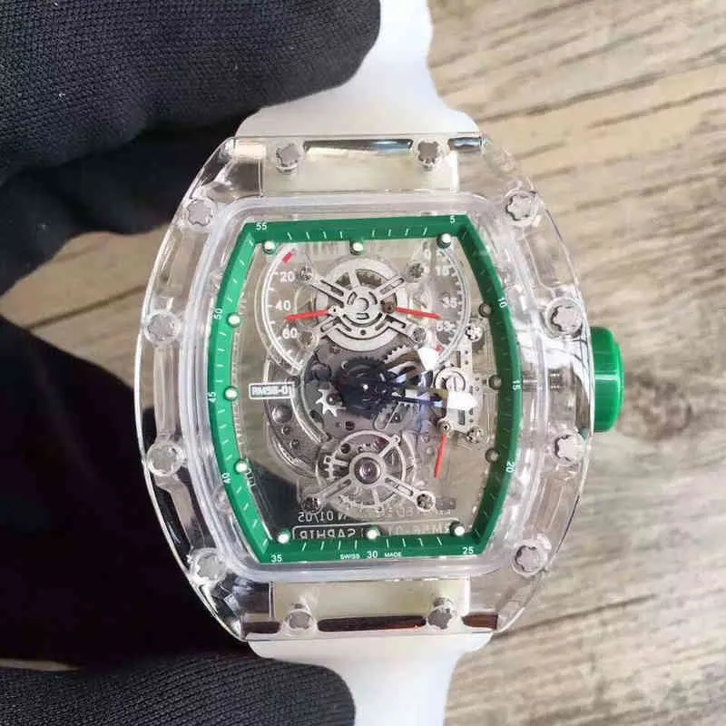 Reloj de movimiento Vino Lujo Barril Fecha Rm56-01 Serie Automático Mecánico Caja de cristal Cinta MenL