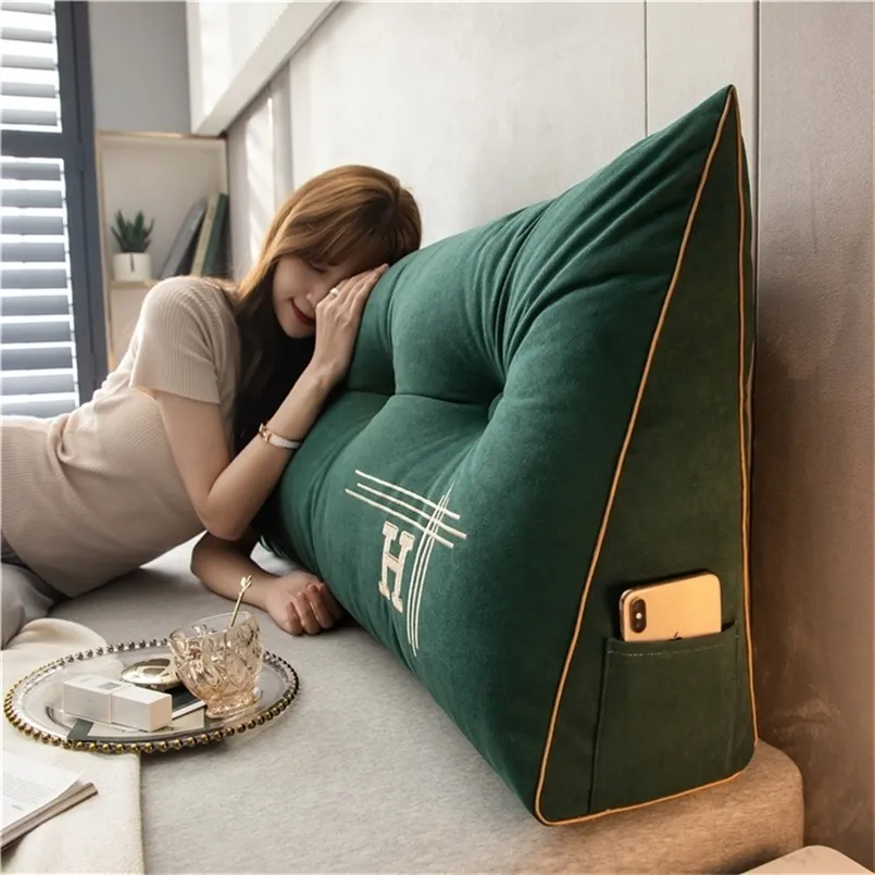 Sale Luxury Large Pillow Back Cushion Bedside Decor Long Elastic Backrest Cushions Tatami Single For Double Sleeping Home 220402
