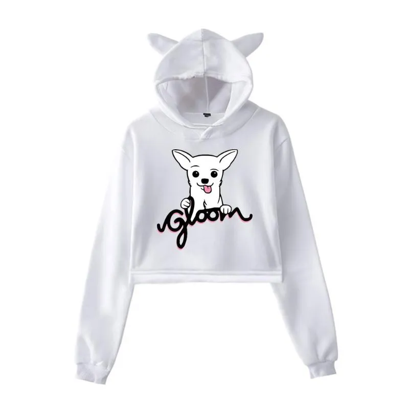 Kvinnors hoodies tröjor dyster logo pullover hoodie merch för flickor katt öronskörd topp ungdom